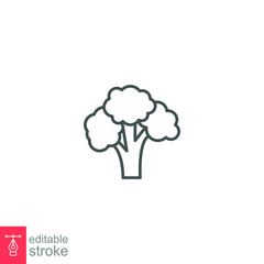 Broccoli icon. Nature vegetable organic food nutrition. Fresh healthy garden harvest. cabbage, cauliflower editable stroke outline style pictogram vector illustration design on white background EPS 10