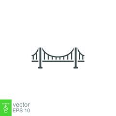 Bridge icon, solid style, road, architecture. Ground transportation. Constructions of  stone metal girders architectural symbol for web graphic. Vector illustration. Design on white background EPS 10