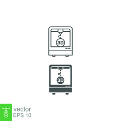 3d printing icon, Three print, printer, manufacturing New Product Development, future technology symbol. Modern line and solid style. vector illustration design on white background. EPS 10