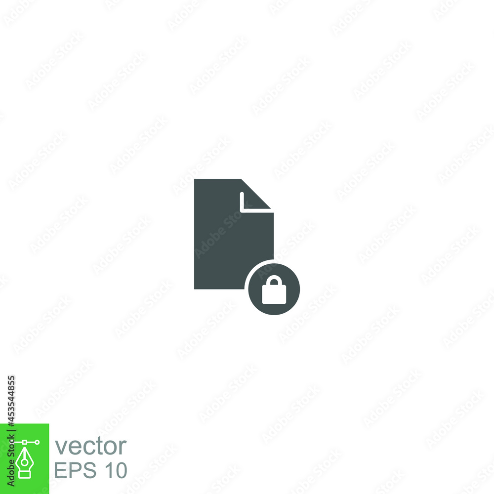 Poster document lock icon, secure file confidential folder, privacy. security contract. web cyber lock sign