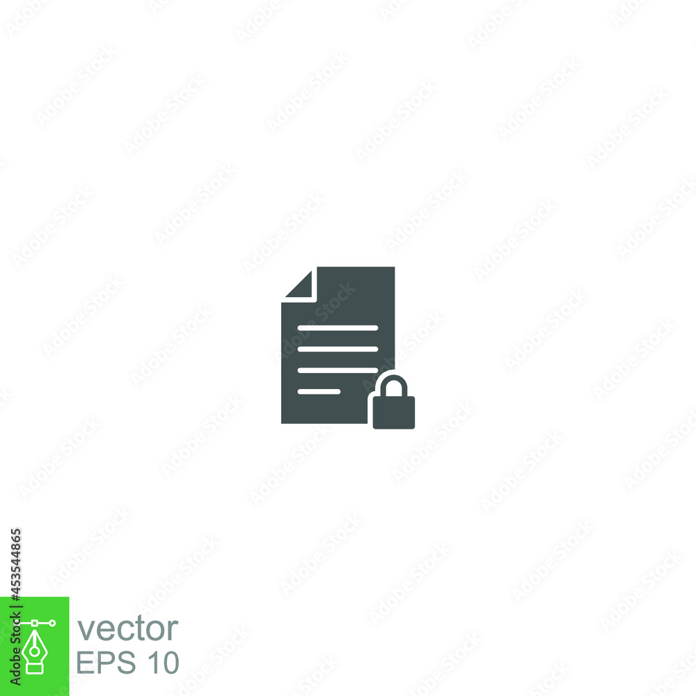 Poster document lock icon, secure file confidential folder, privacy. security contract. web cyber lock sign