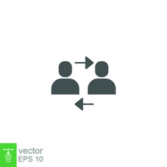 Interpersonal relationship icon, acquaintance skill.  close care conversation. Two people interacting and associating. solid style Editable stroke vector illustration design on white background EPS 10