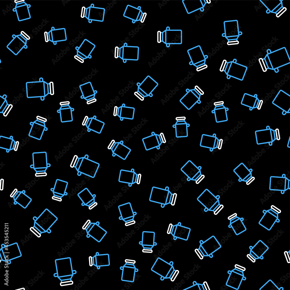 Aufkleber line can container for milk icon isolated seamless pattern on black background. vector
