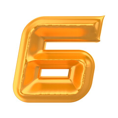 Number 6 gold 3d rendering background