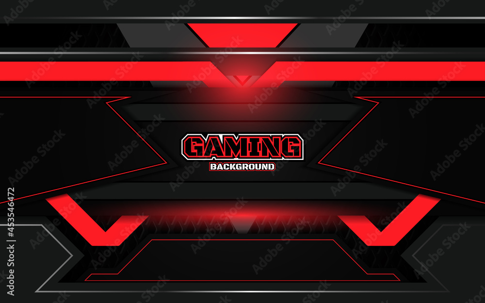 Poster abstract futuristic geometric black and red gaming background with modern esport shapes. vector desi