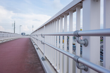 hand rail of foot bridge at cross road of takasaki city in gunma prefecture, japan