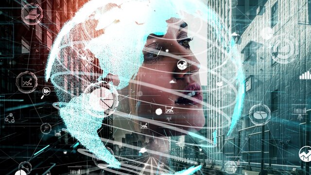 Conceptual business dashboard for financial data analysis . 3D render computer graphic .