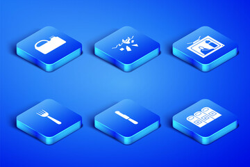 Set Trash in garbage cans sorted, Canister for machine oil, Disposable plastic knife, fork, Problem of pollution planet and Stop icon. Vector