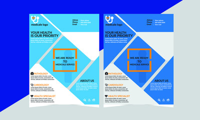 Medical and healthcare modern flyer template. a4 template design printing and presentation vector illustration