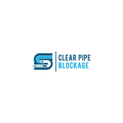 logo design clear pipe blockage, plumbing, service, fix, maintenance, vector.