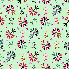 Small Motifs Vector floral minimalist seamless pattern. Simple abstract geometric background with small flowers, petals. Minimal ornament. Elegant repeated design