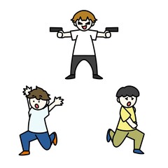 銃を乱射する人