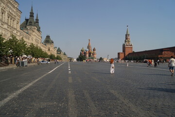 Naklejka premium Red girl on the Red Square