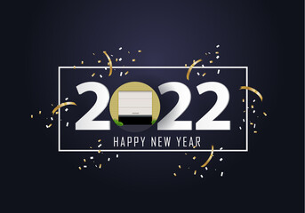 Happy new year 2022. 2022 with garage door icon on isolated background
