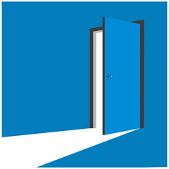 Open door. Symbol of new career, opportunities, business ventures and initiative