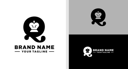 LETTER Q LOGO QUEEN NEGATIVE SPACE EDITABLE