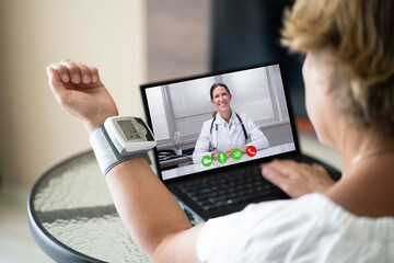 Telehealth Patient Making Hypertension Blood Test