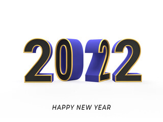 3d render happy new year 2022 design on isolated background