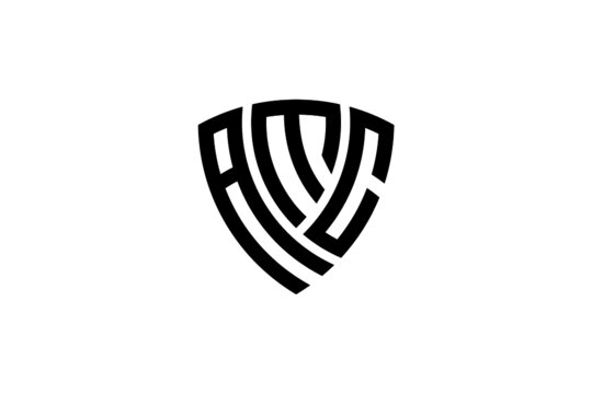 amc creative letter shield logo design vector icon illustration