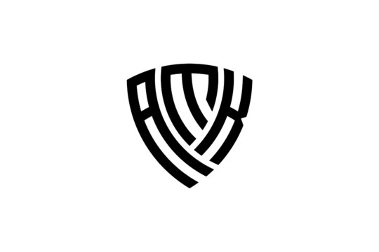 amk creative letter shield logo design vector icon illustration