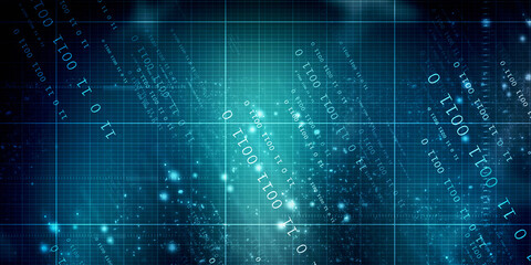 2d illustration abstract digital binary data on computer screen