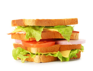 Tasty sandwich on white background