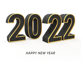 3d render happy new year 2022 design on isolated background