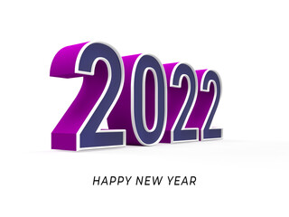 3d render happy new year 2022 design on isolated background