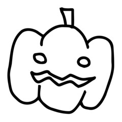 ハロウィンおばけカボチャ　線画イラスト