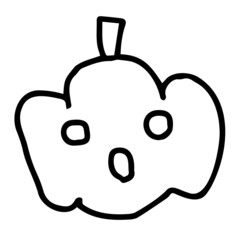 ハロウィンおばけカボチャ（口開き）線画イラスト
