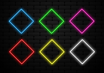 set of futuristic neon light shape