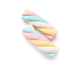 Tasty marshmallows on white background