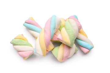 Tasty marshmallows on white background