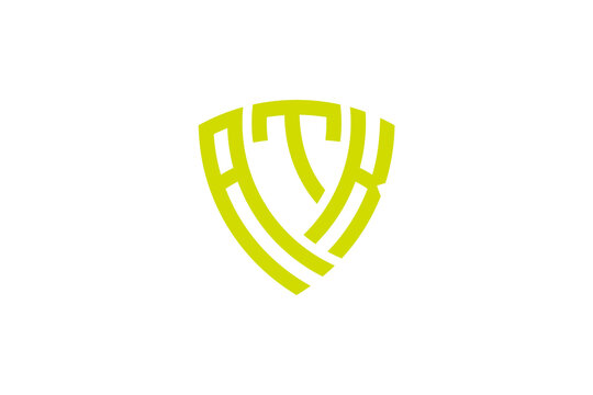 atk creative letter shield logo design vector icon illustration	
