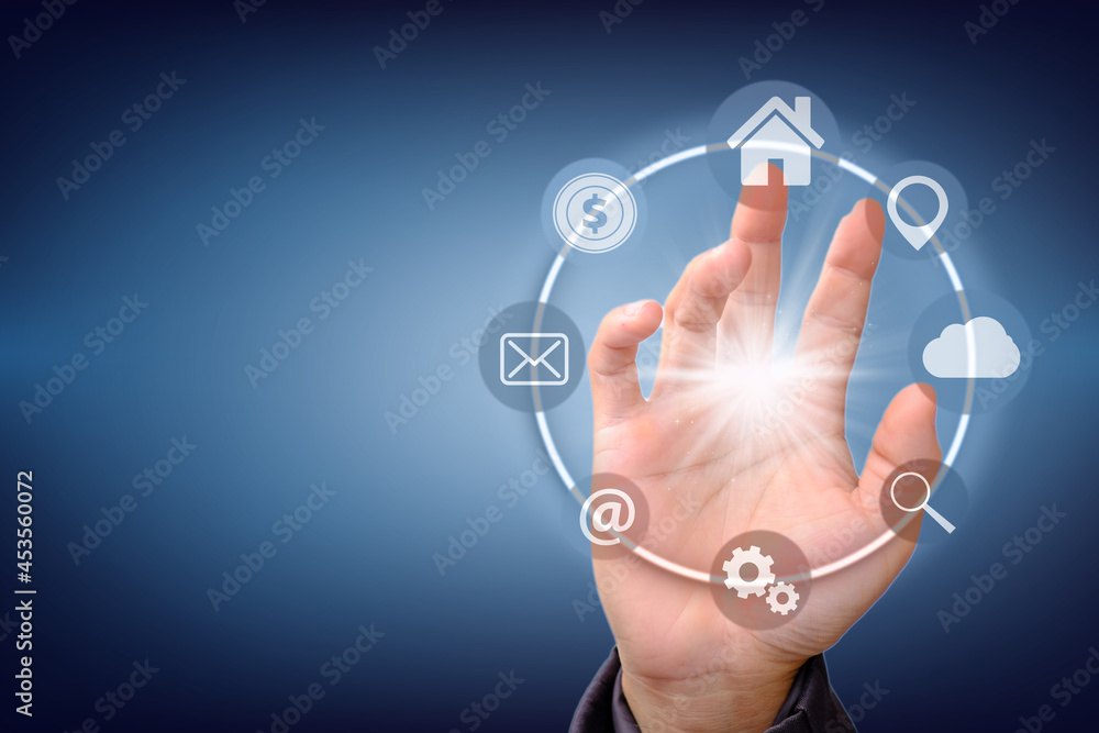 Poster cloud computing technology internet storage network concept and a large database big data through in