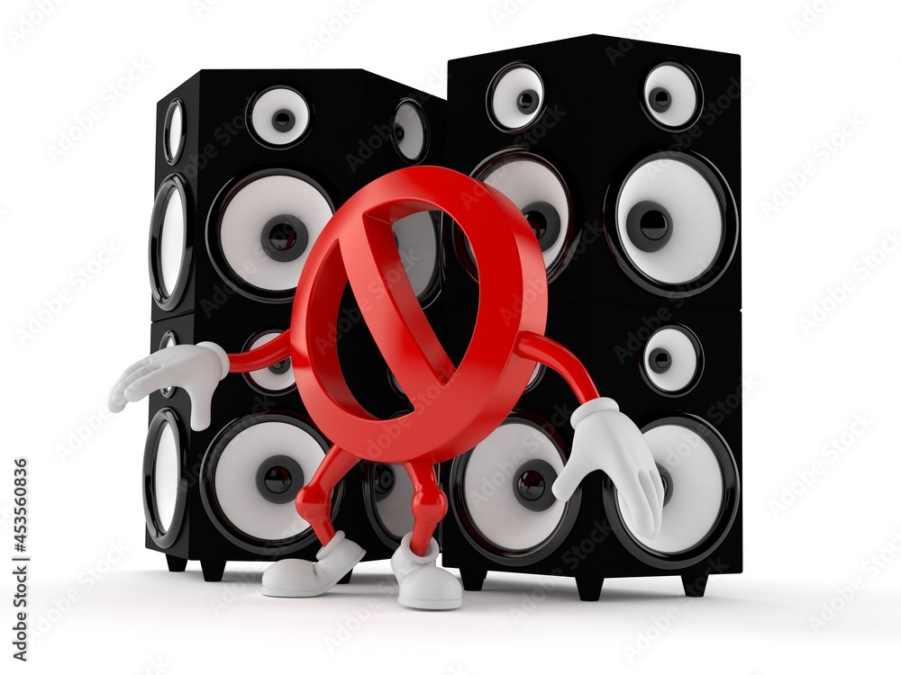 Poster forbidden character with big speakers