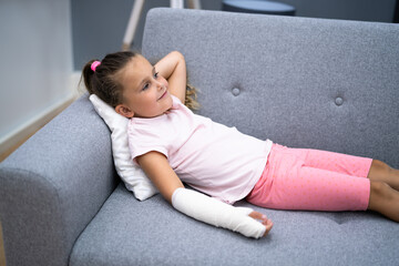 Young Child Girl With Arm Fracture