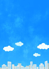青空とビル群 縦長