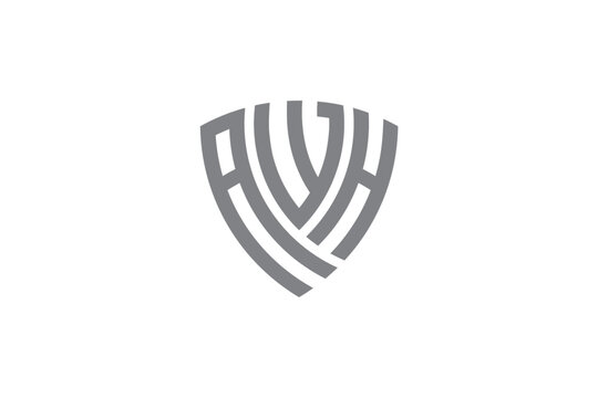 awh creative letter shield logo design vector icon illustration	

