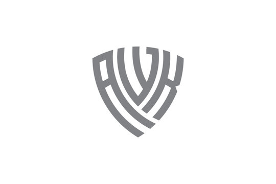 awk creative letter shield logo design vector icon illustration	
