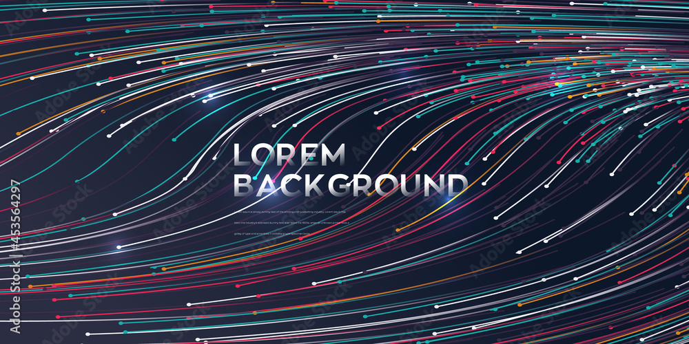 Aufkleber wave vector element with abstract colorful lines on black background. data flow vector illustration 