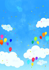 青空と風船 縦長