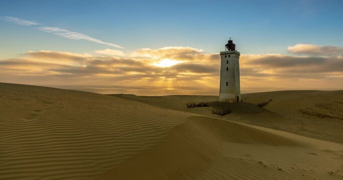 Time lapse of a sunset at Rubjerg Knude Lighthouse in Northern Denmark