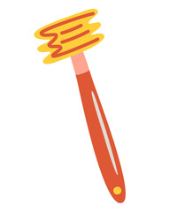 Kitchen hammer. Tableware. Hand draw Decorative kitchen tool, household utensil. Cartoon Vector illustration isolated on pink background.