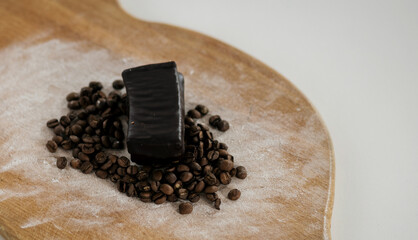 dark dessert with coffee beans