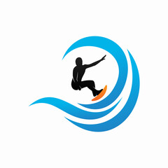 Surfer man logo template design