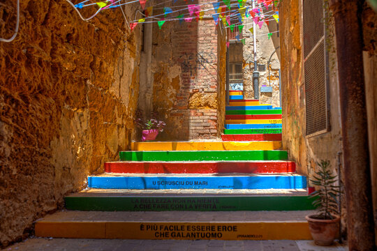 Staircase of the famous Sicilian writers, Porto Empedocle