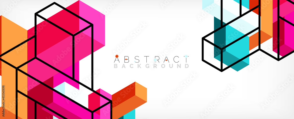Poster abstract background. 3d cubes, cubic elements and blocks. techno or business concept for wallpaper, 