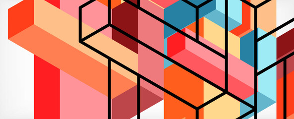 Abstract background. 3d cubes, cubic elements and blocks. Techno or business concept for wallpaper, banner, background, landing page