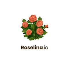 roselina rose flower logo or icon concept design isolated